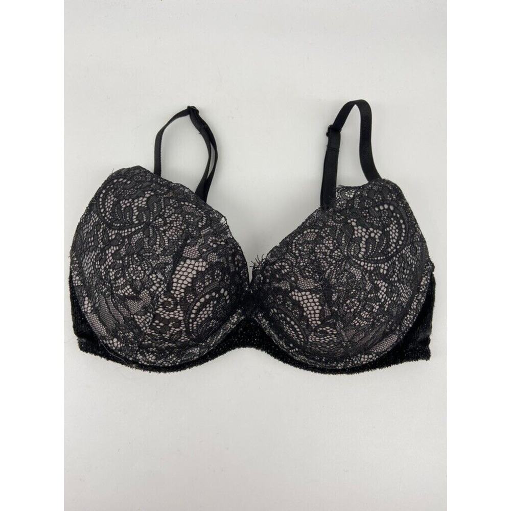 Victoria's Secret Bra Women 32C Black Very Sexy Push-Up Lace LOGO